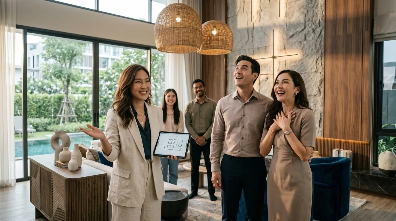 Clients reviewing a completed luxury interior